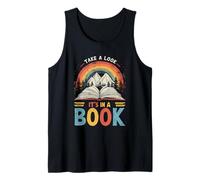 Take A Look It's in A Book Retro Reading Advocate Distressed Tank Top