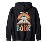 Take A Look It's In A Book Retro Reading Advocate Distressed Zip Hoodie