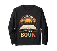 Take A Look It's in A Book Whimsical Bookworm Artwork Long Sleeve T-Shirt