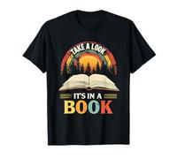Take A Look It's in A Book Whimsical Bookworm Artwork T-Shirt