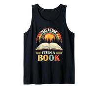 Take A Look It's in A Book Whimsical Bookworm Artwork Tank Top