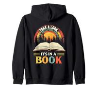 Take A Look It's In A Book Whimsical Bookworm Artwork Zip Hoodie