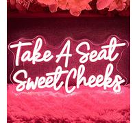 Take a Seat Sweet Cheeks Neon Sign Wall Decor Personalized Custom Neon Light Signs Bedroom Happy Birthday Wedding Party Logo Decorations Led Name Business Gift for Girl Women Peach Pink 40×20.4 CM USB