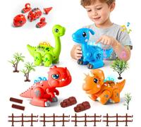 Take Apart Dinosaur Toddler Toys, 4Pcs STEM Learning Toy with Light & Sound | Magnetic Assembly Dinosaur Set, Educational Montessori Building Toys, Christmas Birthday Gift for 2 3 4 5 Year Old Boys Girls