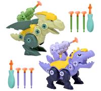 Take Apart Dinosaur Toys, 2pcs Assembly Dinosaur Children's Toy with Drills, DIY Build Set Detachable Assembly Realistic Dino Screw-Turning Toy for Boys, Gifts for Boys Girls 3 4 5 Years Old and Up