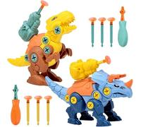 Take Apart Dinosaur Toys, 2pcs Assembly Dinosaur Children's Toy with Drills, DIY Educational Detachable Assembly Realistic Dino Screw-Turning Toy for Boys, Gifts for Boys Girls 3 4 5 Years Old and Up