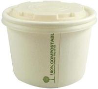 Take Away Supplies LTD 12oz PLA White Compostable Paper Soup Containers & Lids x500
