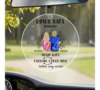 Take Care And Come Back Safe Ornament,Couple Personalized Custom Car Ornament Because Your Wife Love You,Drive Safe Gift for Boyfriend Husband