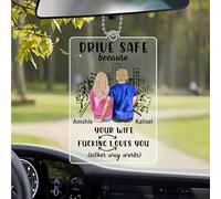 Take Care And Come Back Safe Ornament,Couple Personalized Custom Car Ornament Because Your Wife Love You,Drive Safe Gift for Boyfriend Husband