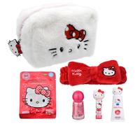 TAKE CARE | Hello Kitty Toiletry Bag + Beauty Care | Hand Cream & Cherry Lip Balm, Hair Band, Iridescent Pink Varnish & Moisturizing Face Mask | +90% Natural Ingredients | Vegan