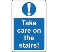 Take Care on The Stairs Safety Sign - Self Adhesive Sticker (300mm x 200mm)