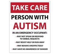 Take Care Person with Autism Emergency Safety Self Adhesive Vinyl Sticker, 195mm x 155mm, for Car Van Bike