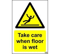 Take Care When Floor is Wet Sign - 1.2mm Rigid Plastic 300mm x 200mm