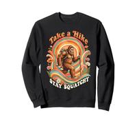 Take Hike Stay Squatchy Bigfoot Hiking retro groovy Rainbow Sweatshirt