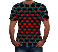 Take Idea Men's T-Shirt 3D Mechanical Hole Print Regular Fit Top with Crew Neck Short Sleeve Stretch Material Sports Shirt Summer Comfortable Tops Breathable Sweatshirts Fashion Streetwear, black, XL