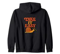 Take It Easy Retro Snail Design Zip Hoodie