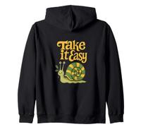 Take It Easy Retro Snail Design Zip Hoodie