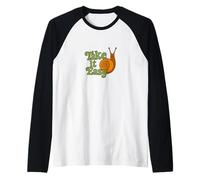 Take It Easy Snail Retro Vintage Cute Slow Down Raglan Baseball Tee