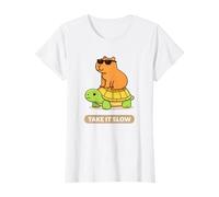 Take It Slow | Cute Capybara on Turtle Kawaii Pun T-Shirt