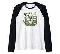 Take It Slow Funny Sloth Quote Art Funny Sloth Quote Art Raglan Baseball Tee