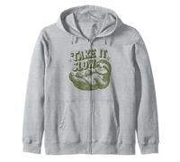Take It Slow Funny Sloth Quote Art Funny Sloth Quote Art Zip Hoodie