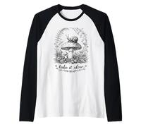 Take It Slow Snail, Cottagecore Mushroom Tee Raglan Baseball Tee