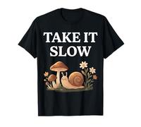 Take It Slow Snail Mushroom Cottagecore Design T-Shirt