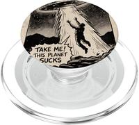 Take Me Alien UFO Abduction Funny Design PopSockets PopGrip for MagSafe