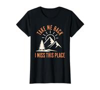 Take Me Back I Miss This Place Vintage Mountain Hiking Value Graphic T-Shirt, Women, Black, L