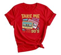 Take Me Back to The 90s Cassette Womens Graphic T Shirt Retro Nostalgia Tee 8 Red