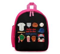 Take Me Out to The Ball Game Mini Backpack for Work Travel Pink | Small Lightweight Basic Daypack Carry On Bags