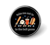 Take Me Out to The Ball Game Round Badge Pin Printed Brooch Pins | Funny Button Badges Decorative Clothing Accessory Gifts for Backpack Hat