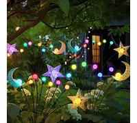 TAKE ME Solar Firefly Lights Outdoor Moon Star Sun Projection Stake Lights - Waterproof Solar Powered Garden Lights for Pathway, Yard, Patio Decor Color Changing