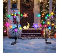 TAKE ME Solar Firefly Lights Outdoor Moon Star Sun Projection Stake Lights - Waterproof Solar Powered Garden Lights for Pathway, Yard, Patio Decor Color Changing