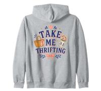 Take Me Thrifting Vintage Style Secondhand Shopping Zip Hoodie