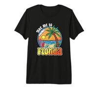 Take Me to Florida Retro Beach Sunset Palm Tree Vacation Premium T-Shirt