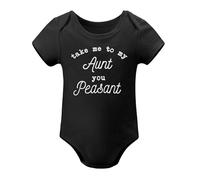 Take Me To My Aunt You Peasant Baby Funny Auntie Baby Bodysuit Cute Aunt White Baby Clothes Black-style 24months