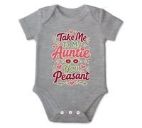 Take Me To My Auntie Baby Bodysuit - soft cotton short sleeve infant onesie with quick-change poppers and retro colourful typography; thoughtful design for newborns showers and proud aunties - Boys