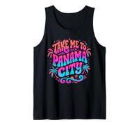 Take Me to Panama City Groovy Retro 70s Beach Vacation Tank Top