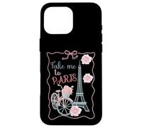 Take Me to Paris, Eiffel Tower and Bicycle with Roses Cute Case for iPhone 16 Pro Max