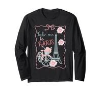 Take Me to Paris, Eiffel Tower and Bicycle with Roses Cute Long Sleeve T-Shirt
