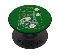 Take Me to Paris, Eiffel Tower and Bicycle with Roses Cute PopSockets Adhesive PopGrip