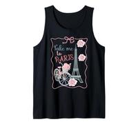 Take Me to Paris, Eiffel Tower and Bicycle with Roses Cute Tank Top