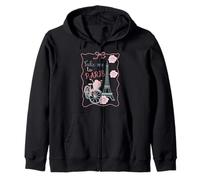 Take Me to Paris, Eiffel Tower and Bicycle with Roses Cute Zip Hoodie