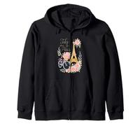 Take Me to Paris Watercolor Eiffel Tower & Bike Zip Hoodie