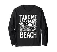 Take Me to The Beach Palm Tree Surf Sunset Retro Vacation Long Sleeve T-Shirt