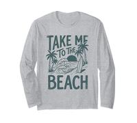 Take Me to The Beach Palm Tree Surf Sunset Retro Vacation Long Sleeve T-Shirt