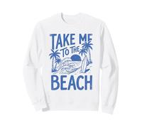 Take Me To The Beach Palm Tree Surf Sunset Retro Vacation Sweatshirt