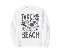 Take Me To The Beach Palm Tree Surf Sunset Retro Vacation Sweatshirt