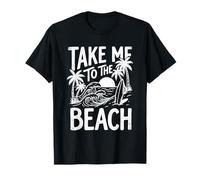 Take Me to The Beach Palm Tree Surf Sunset Retro Vacation T-Shirt